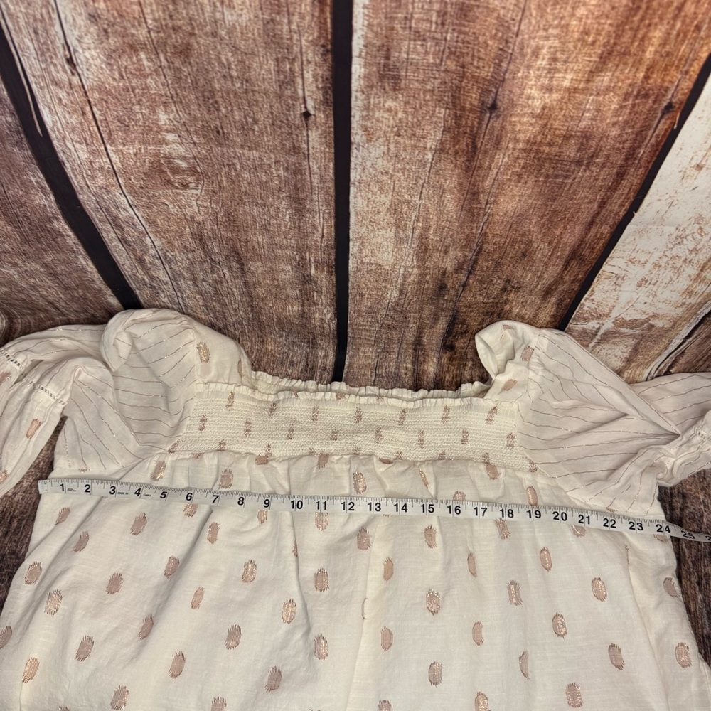 Anthropologie Cream Polka Dot Blouse - Picture 5 of 8